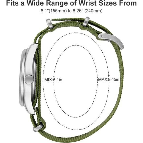 Mens Military Watch Nylon Strap Easy Read Dial Waterproof Glow in Dark - Picture 4 of 7